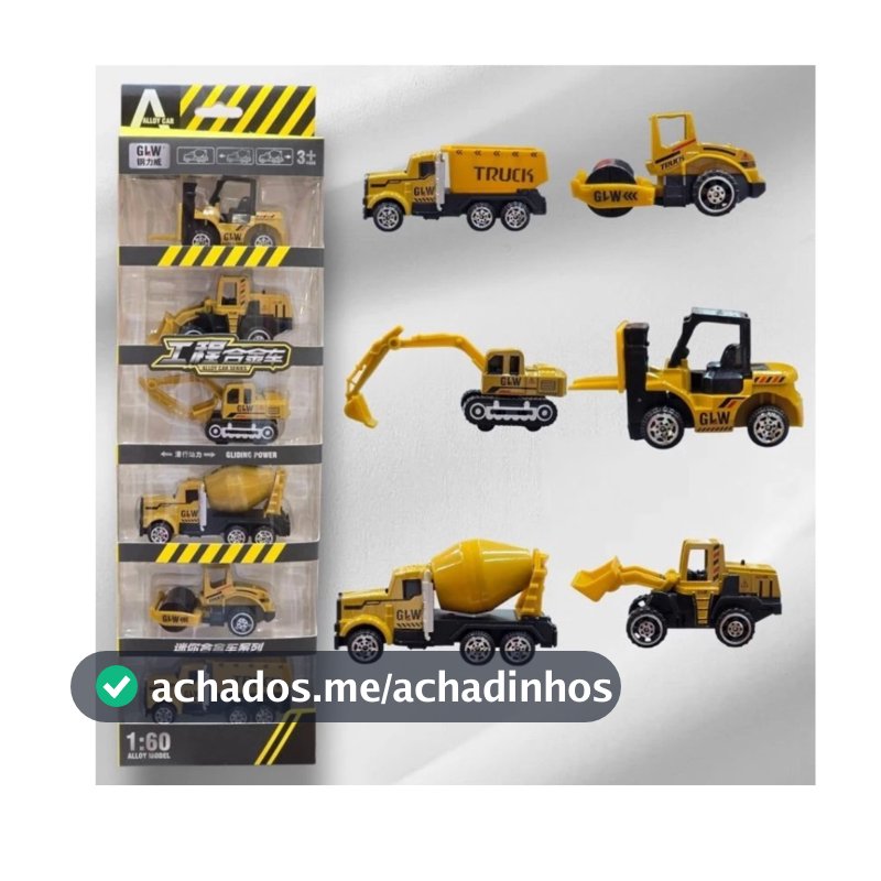 Brinquedo Infantil Kit Carrinhos Miniaturas Metal Polícia Bombeiros Construção Escala 1:60