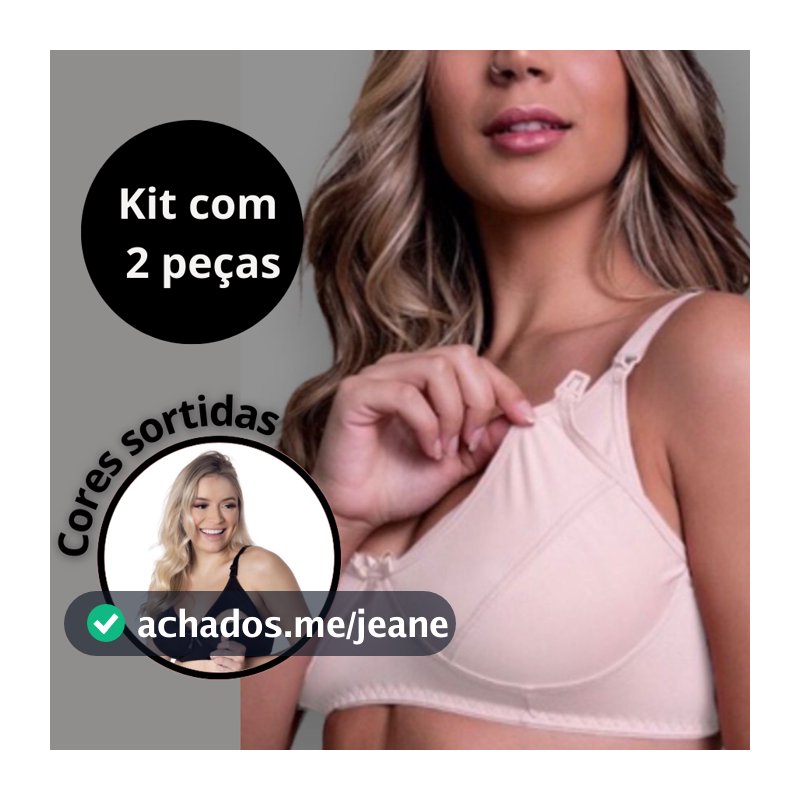kit 2 peças Sutiã Para Amamentação em Microfibra de Poliéster Pós Parto confortável