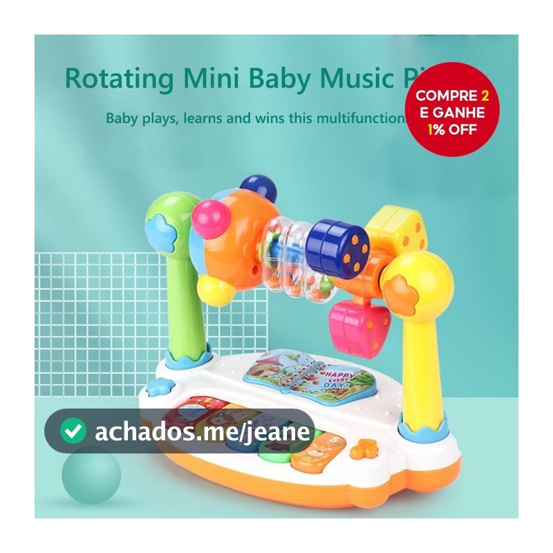 Brinquedo de piano novo e moderno para bebês, teclado musical rotativo com luz e som, brinquedo musical para educação