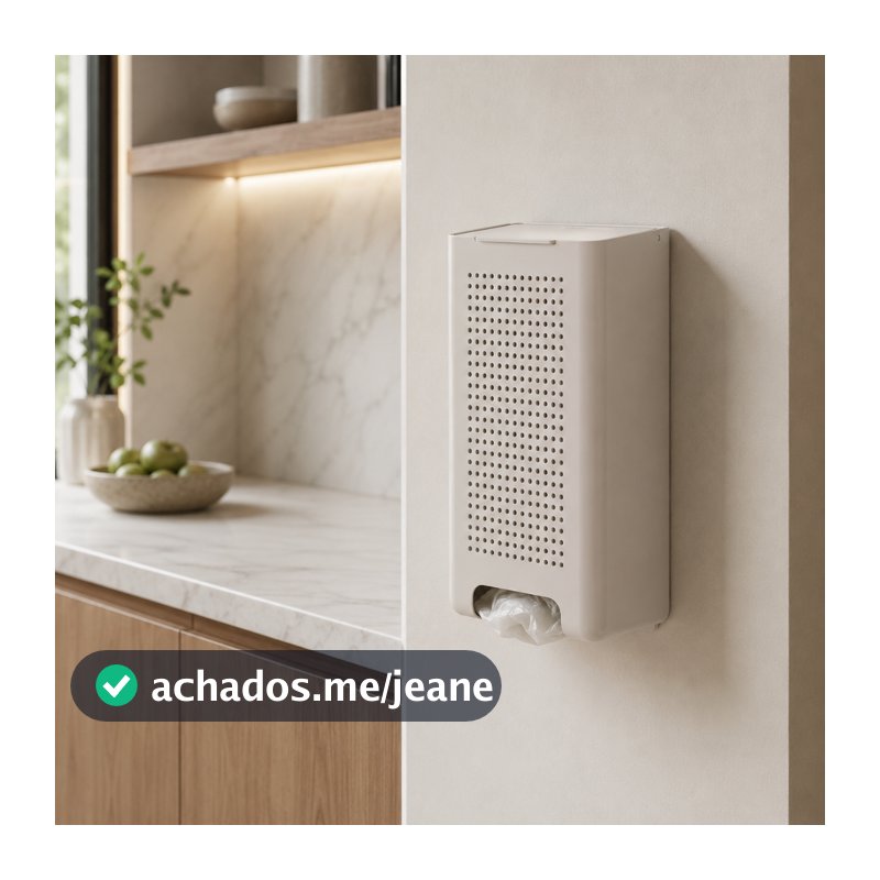 Dispenser Porta Sacolas de Parede Ármario Lavanderia Organizador Puxa Saco Adesivo Sem Furos Flow OU