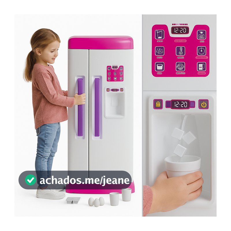 Geladeira Infantil Grande De Brinquedo Cozinha Com Acessórios Menina