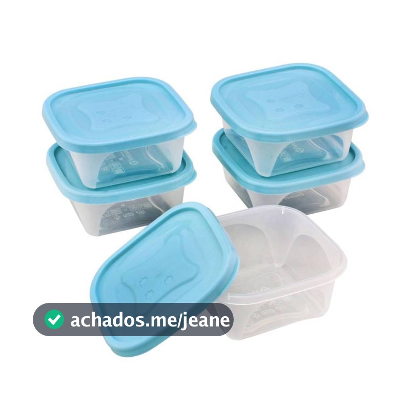 Kit 5 Potes Plásticos Quadrados 230ml com Tampa Ideal para Armazenamento de Alimentos e Organização