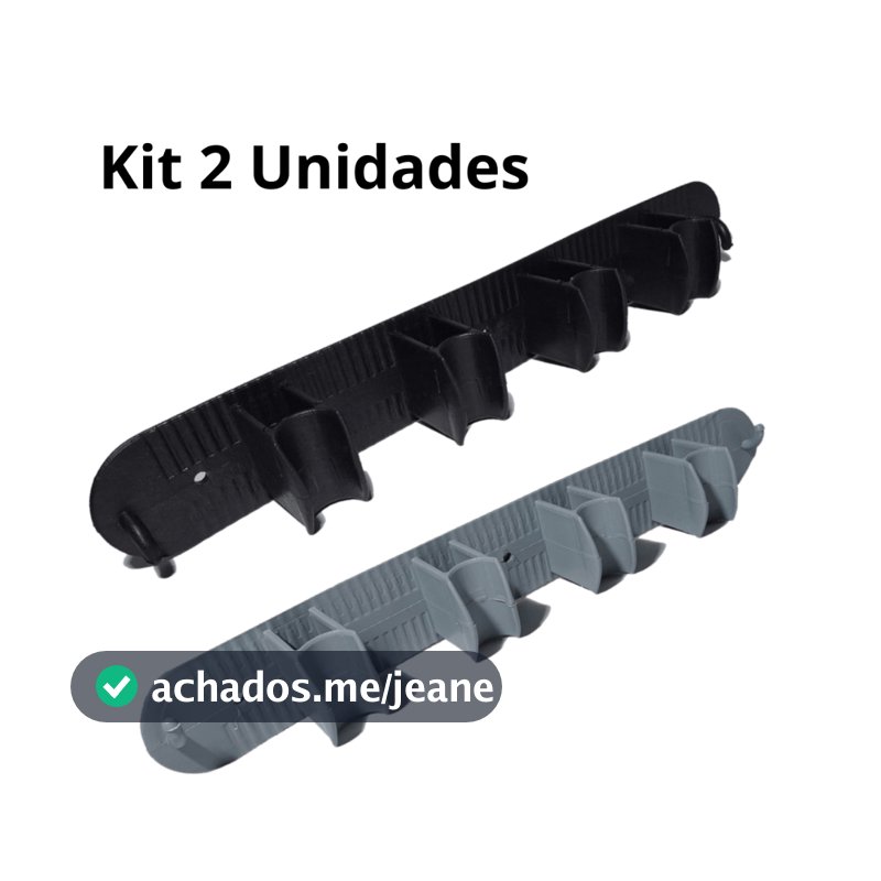 Kit 2 Organizadores de Vassouras Parede Suporte com Ganchos Antiderrapantes