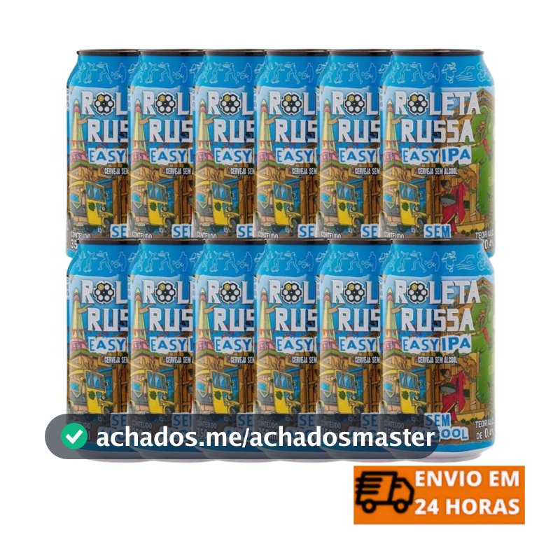 Kit 12 Cervejas Roleta Russa Easy IPA Sem Álcool 350ml