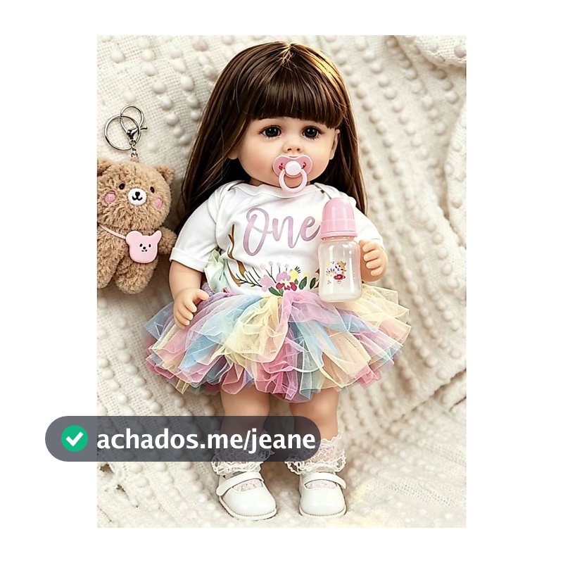 Boneca Reborn Menina 55cm 100% Silicone Articulada Fica em Pé Realista Cabelo Implantado Lavável com Acessórios