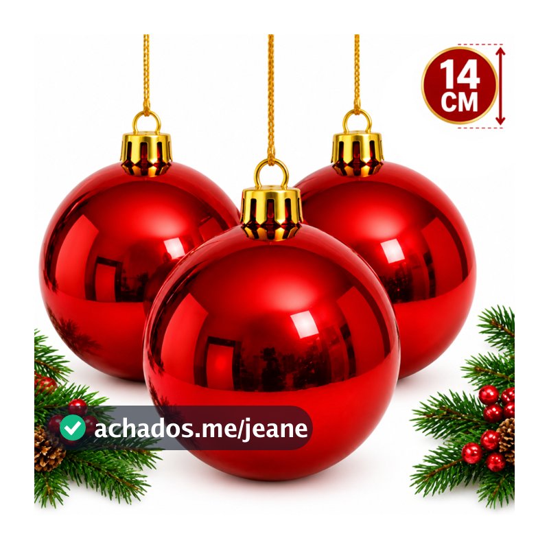 Bolas De Natal Grande 15cm Natal Brilhante Lisa Vermelha ou Dourada Premium Decoração Natalina Enfeite Luxo Para Arvore