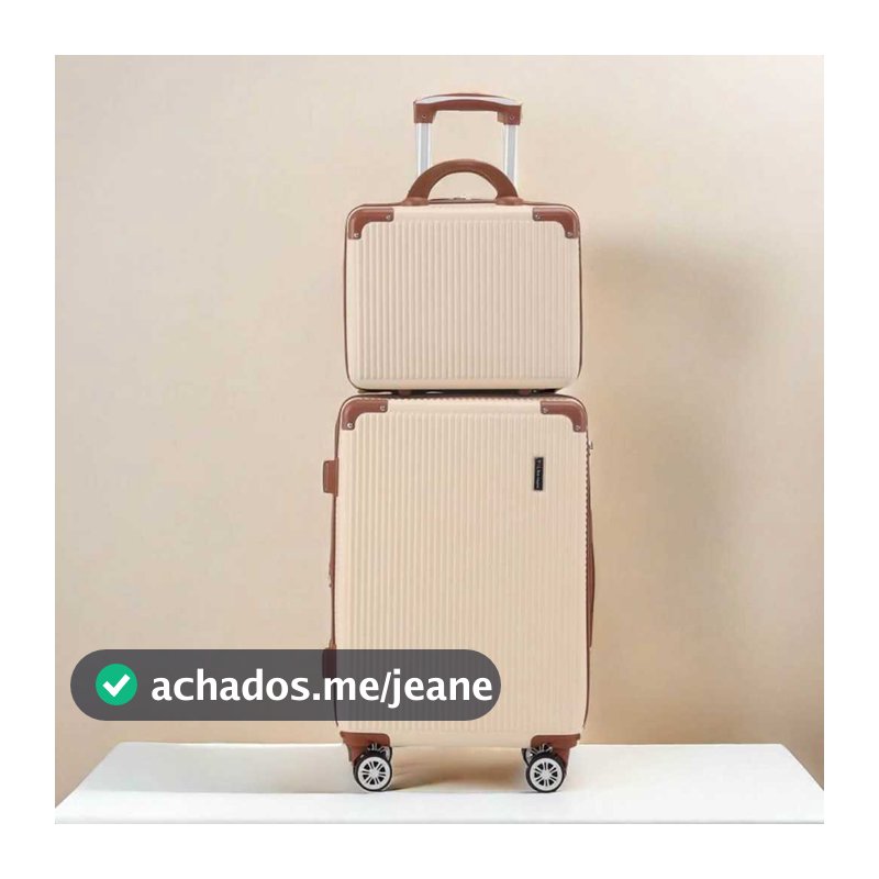 PROMOCAO kit de Mala De Viagem 10 KG Ziper Extensível 4 Roda Gira 360 Grau Fibra +Frasqueira