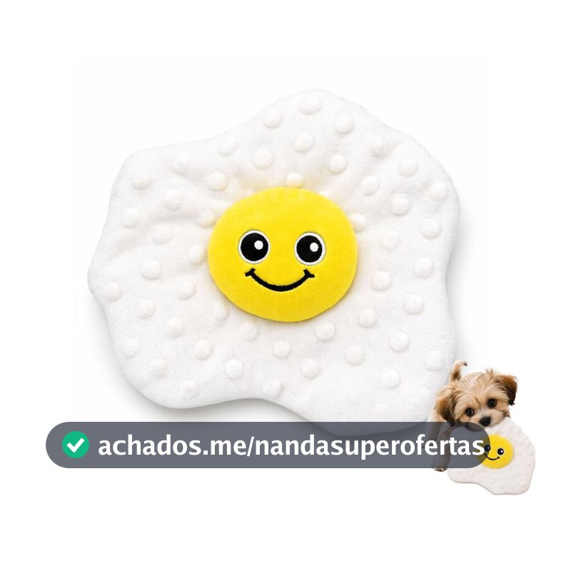 Brinquedo para Pet em Pelúcia Ovo Frito Macio para Cães e Gatos