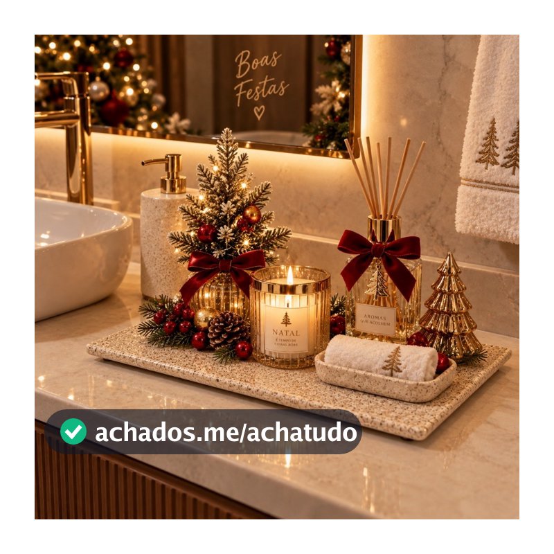 Bandeja de Natal Decorativa para Mesa Posta Ceia Festiva Premium Moderna Elegante Sofisticada