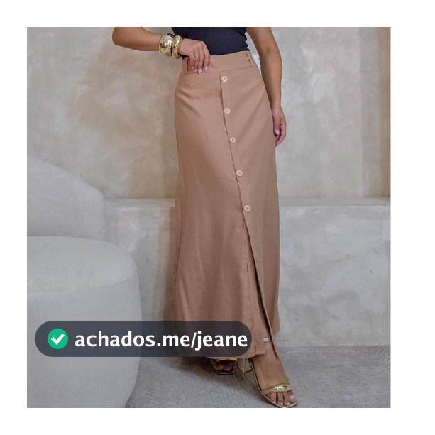 Saia Longuete Botoes Linho Elegante Feminina Tradicional Moda Cristã Alfaiataria