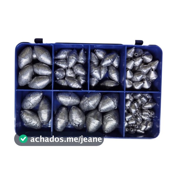 Kit Chumbada Oliva Pesca com Estojo Organizador Reforçado -  Chumbos Diversas Medidas