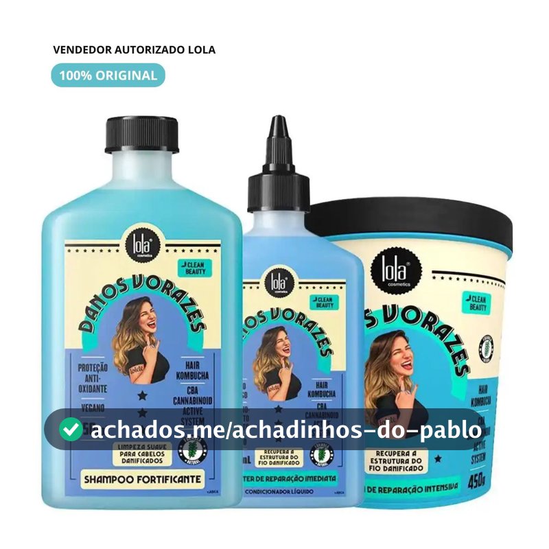 Kit Lola Cosmetics Danos Vorazes - Shampoo e Máscara de Reconstrução e Booster 250ml