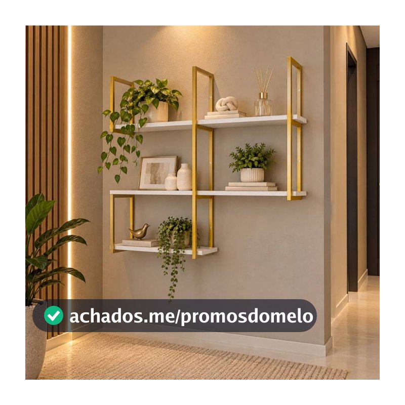 Nicho Prateleira Grande Resistente 1m x 84cm Dourada
