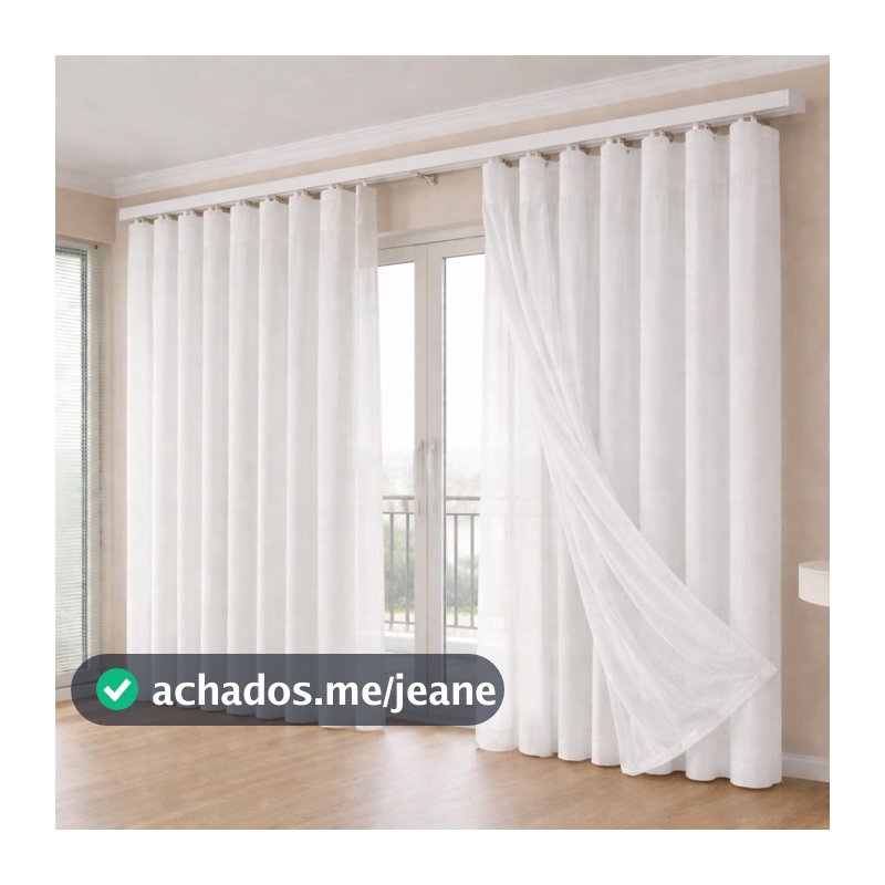 Cortina trilho suíço max simples linho gaze flame luxo forro microfibra 4,00x2,80 para sala , quarto ou escritório.