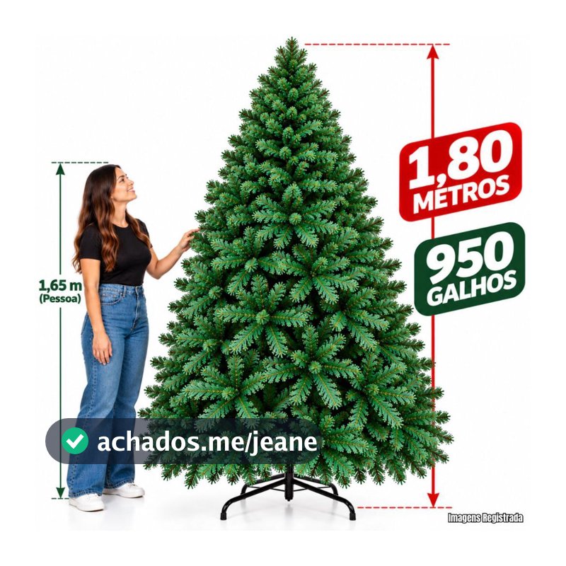 Arvore de Natal Grande Cheia 1.80 Metros 950 Galhos Supoer Mega Cheia Luxo Base Ferro Decoracao Natalina