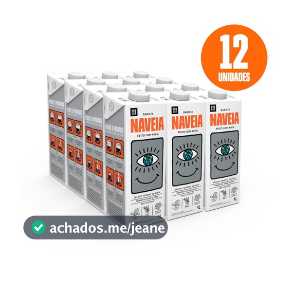 Pack 12x Leite Vegetal Aveia Naveia Barista 1L Sem lactose Sem glúten