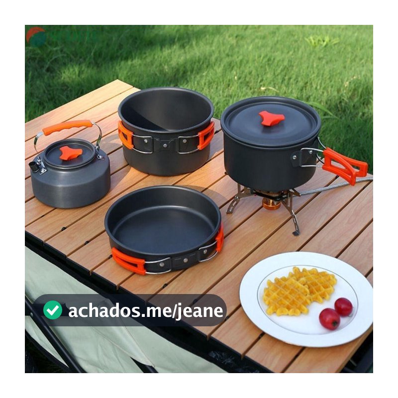 Kit Acampamento  PicnicMaster  Conjunto de Panelas e Fogão Portátil Outdoor Piquenique
