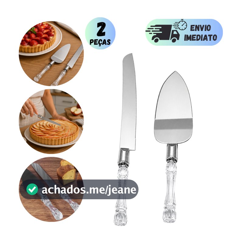 Kit 2 Espátula E Faca Inox Servir Bolo Torta Sobremesa Confeitaria Mesa Jantar