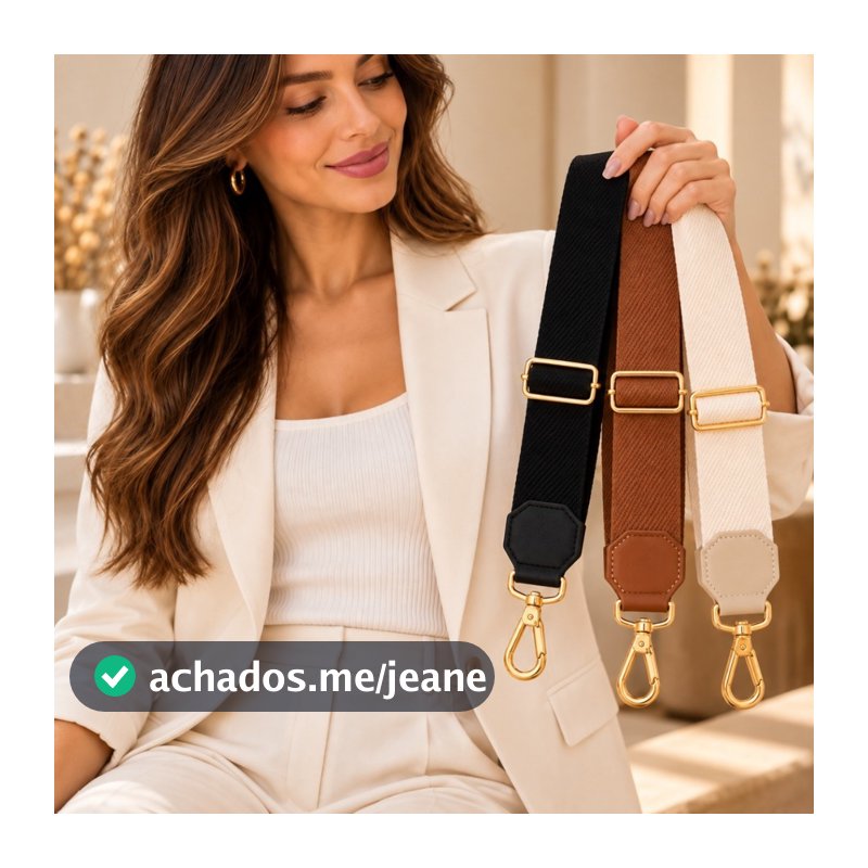 Alça de Bolsa Fita de Gorgurão Regulável Transversal Tiracolo Ombro Metal Dourado Colorida Bolsa Feminina
