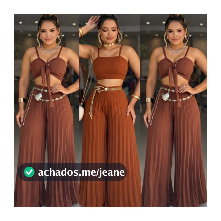 Conjunto Cropped e Calça Plissada Look Elegante Tendência  2026 Festa Social en TECIDO DUNA