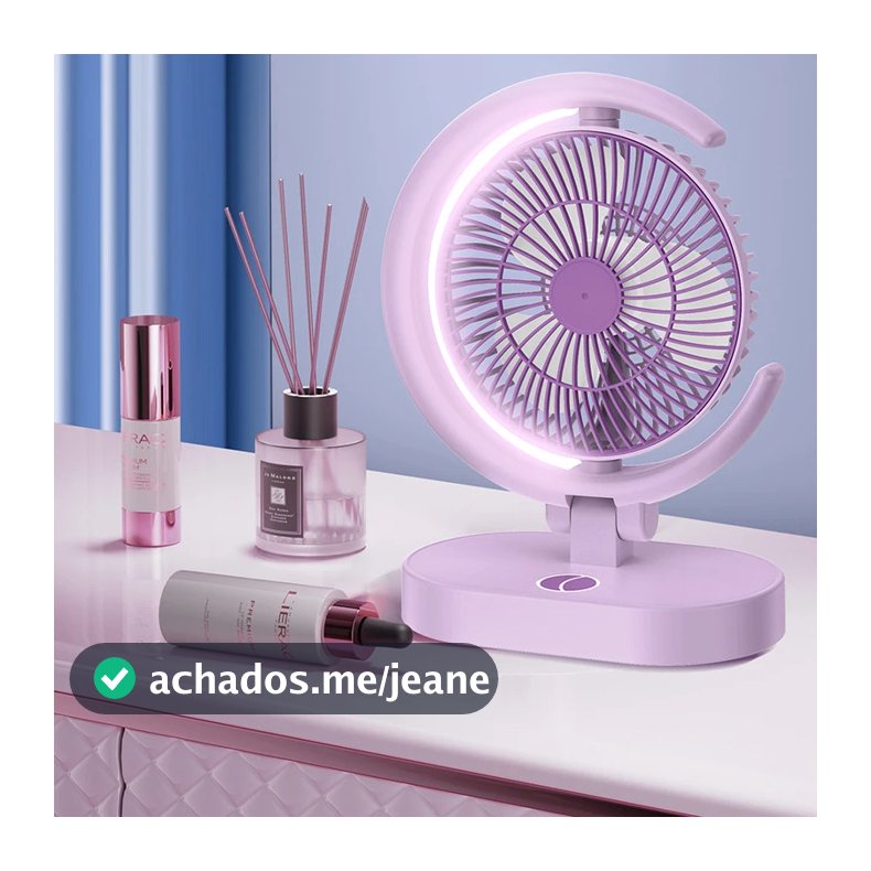 Mini Ventilador Portátil Recarregável USB Com Luz Led Turbo Silencioso Mesa
