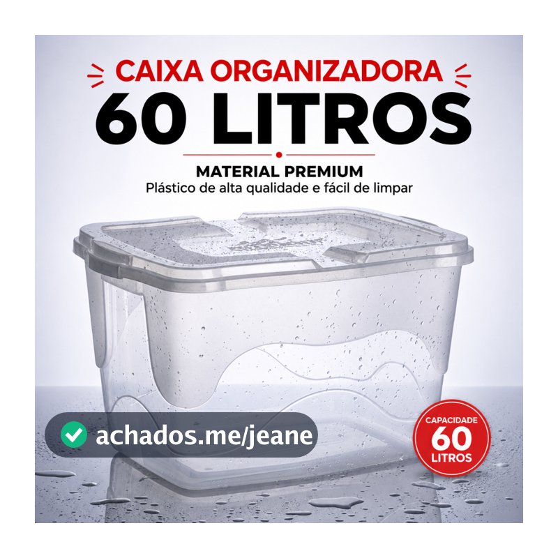 Caixa Organizadora 60 Litros G Transparente Com Tampa