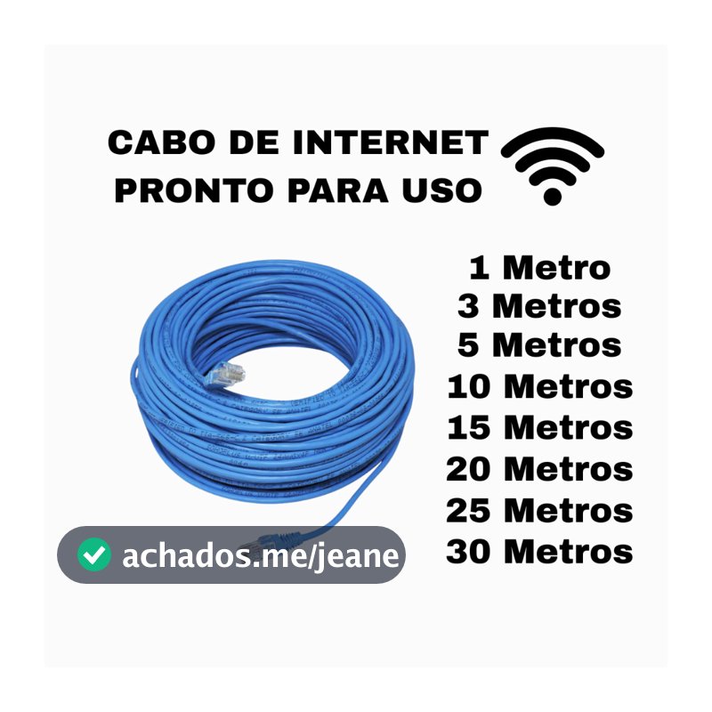 Cabo De Rede Azul RJ45 CAT5e Pc Notebook Roteador Smart Tv Video Game 1/3/5/10/15/20/25/30 Metros