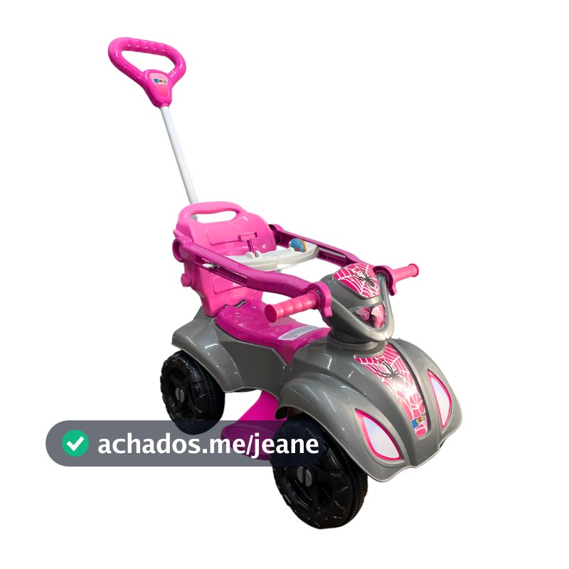Quadriciclo Spider Girl Menina 1 a 3 anos até 30Kg Carro Passeio - Reforçado e com Ajustes - Inmetro