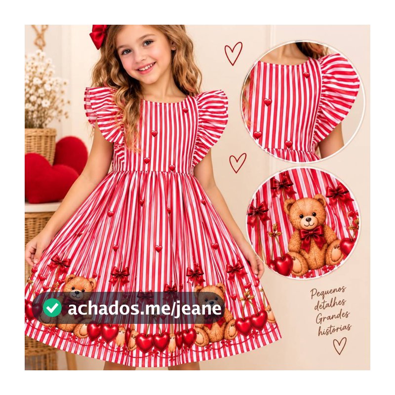 Vestido Infantil Menina Vermelho Natal Listrado Barrado Luxo Para Festas  Disponível Em 2 Cores