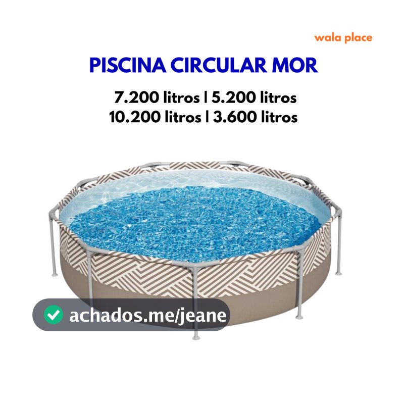 Piscina 7200 Litros Circular Estrutural, ou 10200L ou 5200L ou 3600L Redonda Mor