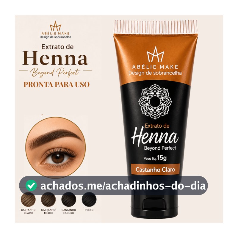Extrato de Henna Pronto para Uso Desing Sobrancelha Henna Castanho Claro 15g Pigmento Dura Até 24h Na Pele