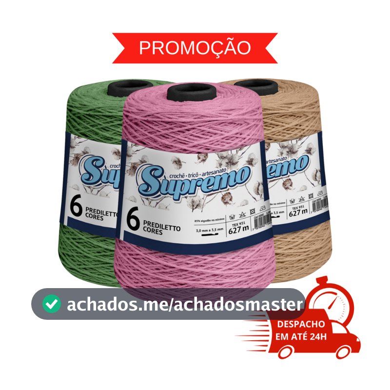 Barbante Supremo Prediletto Cores 600g Fio 6 TEX 931 Algodão Crochê
