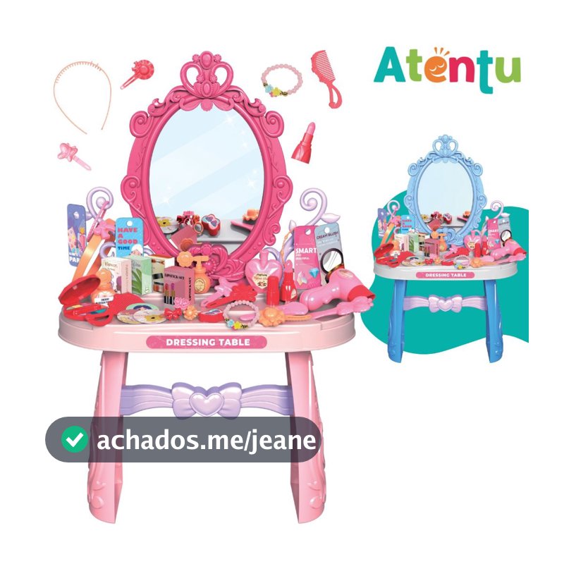 Penteadeira Infantil Princesa Menina com Acessórios Maquiagem Faz de Conta