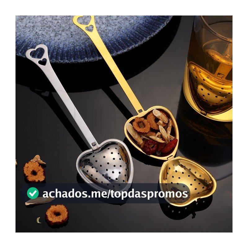 Bola De Chá Portátil Em Forma De Amor De Aço Inoxidável De 1/2 Unidades-Infusor Formato De Coração Com Alça Longa-Colher