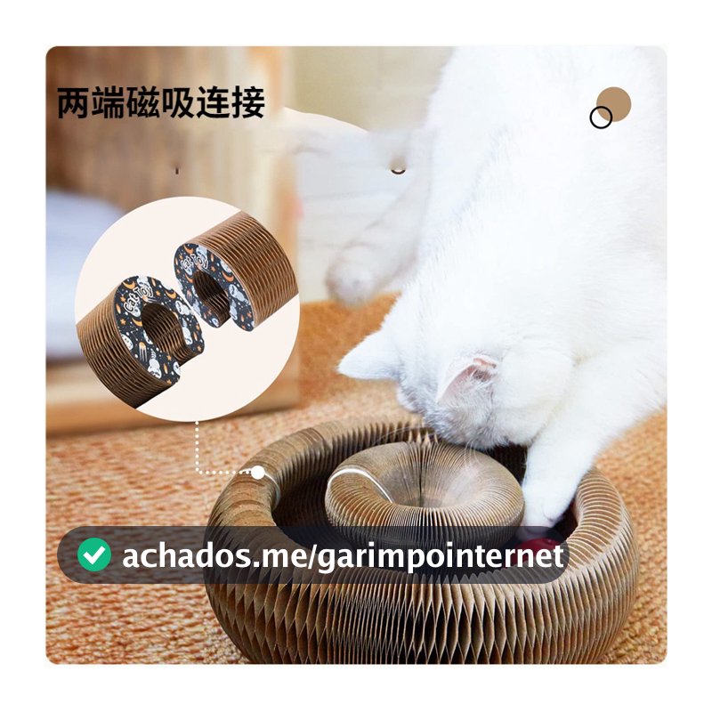 Brinquedo Mágico Para Gato Arranhador Papel Sanfonado Dobrável Com Bola
