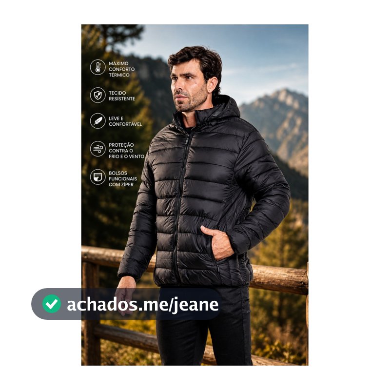 Jaqueta Puffer Masculina Impermeável Bobojaco Capuz Removível Inverno Frio Quente Casual Bomber.