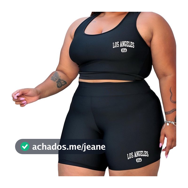 Conjunto Top e Short Academia Plus size