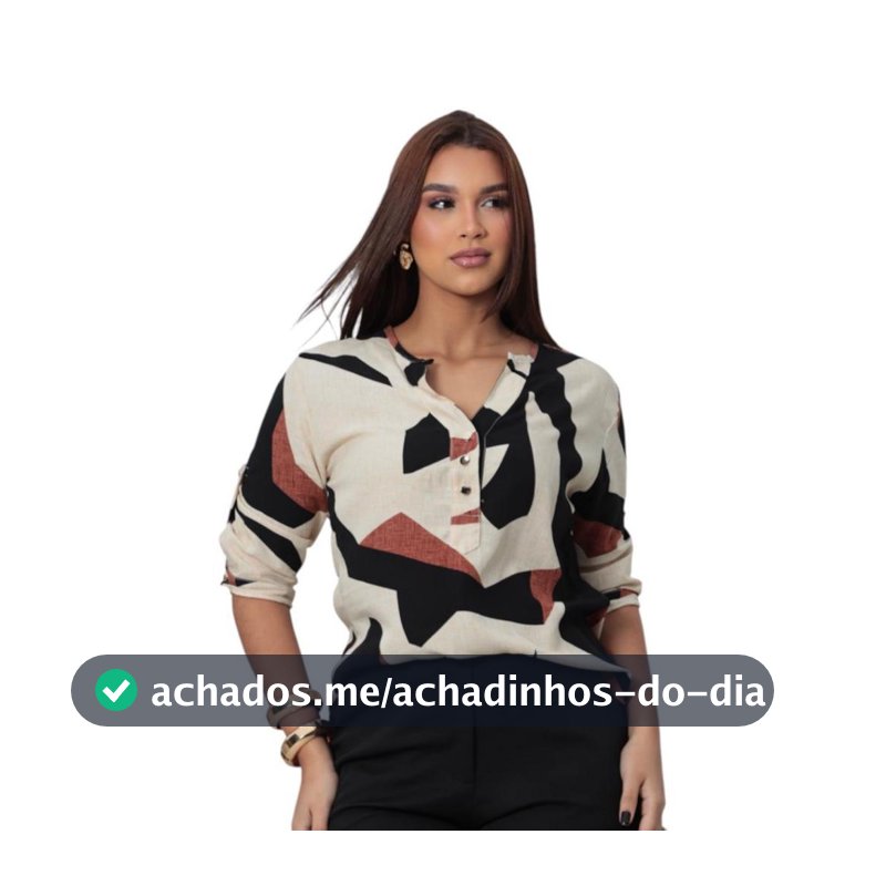 Camisa Social Feminina manga 3/4 Estampada