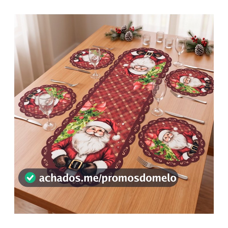 Kit Sousplast Jogo Americano Caminho De Mesa Natalino Natal Mesa Posta Sofisticação Sublimação Digital Tecido Premium