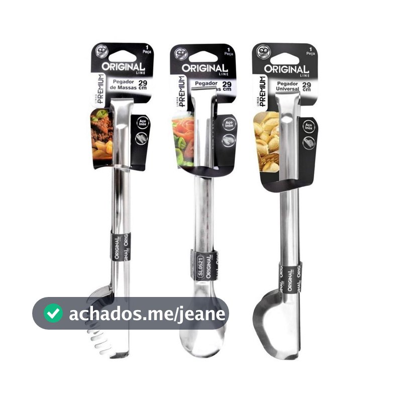 Kit Cozinha Pegador Salada  Universal  Massas 29cm Utilidades Domesticas Aço Inox
