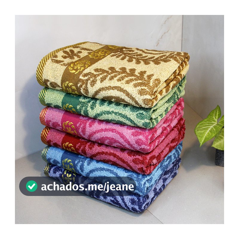 Kit 2 Toalhas de Banho Estampada Grande 140x70cm Felpuda Macia Alta Qualidade Bordada Sortida