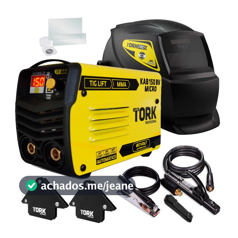 Máquina Inversor Solda 150A Bivolt MMA Tig Lift Mascara 4k Esquadro Tork