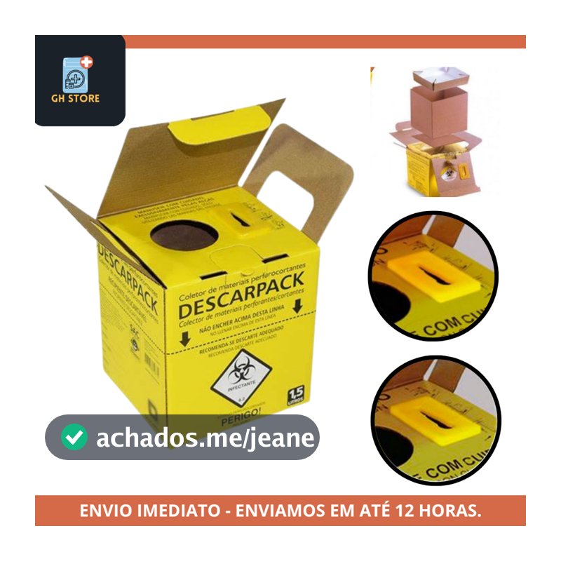 KIT 10 Caixa Coletor Perfuro Cortante - 1,5 Descarpack - UNIDADE