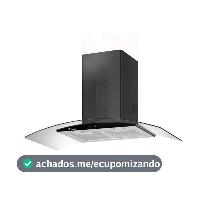 Coifa Parede Gallant Milano Vidro Curvo Preta 90cm 127V