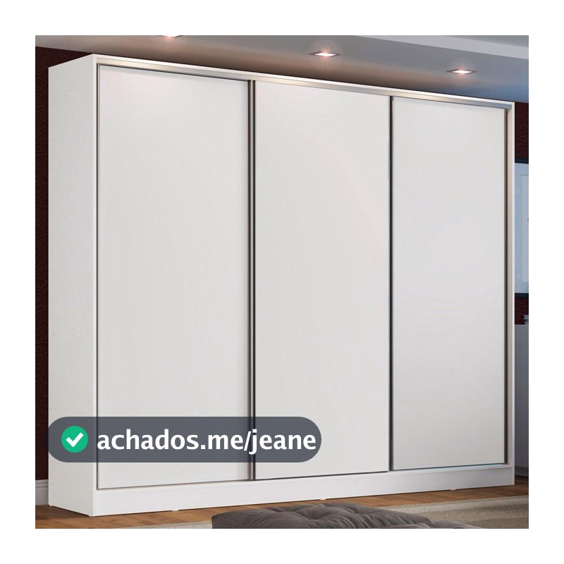 Guarda Roupa Casal 3 Portas de Correr Branco 100% MDF Madesa Zurique