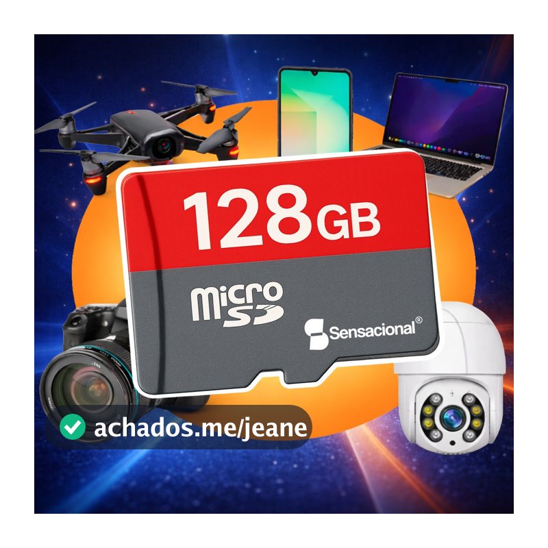 Cartão De Memória 128 Gb Para Câmeras Wi-fi Drones Micro Sd Sensacional