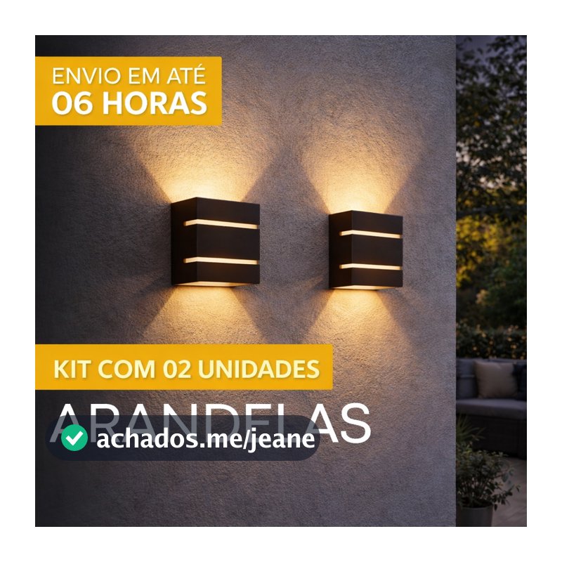 Kit 2un Arandela Slim Luminária 2 Focos 2 Frisos para decoração Jardins Parede Piscinas Muros sacada