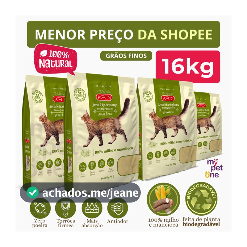 Kit 4 Areia Biodegradável 4 Kg Grãos Finos - Kadi