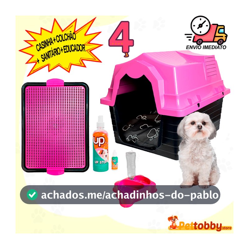 Casinha de Cachorro N 4 + Caminha Para Cachorro Sob Medida Tapete Higiênico para Cães Comedouro