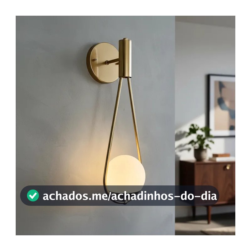luminaria de Parede arandela moderno Gota alumínio Com Globo Vidro branco fosco 12cm sala quarto e cabeceira de cama